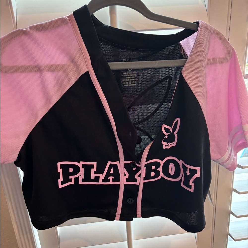 PLAYBOY Black and Pink Logo Top